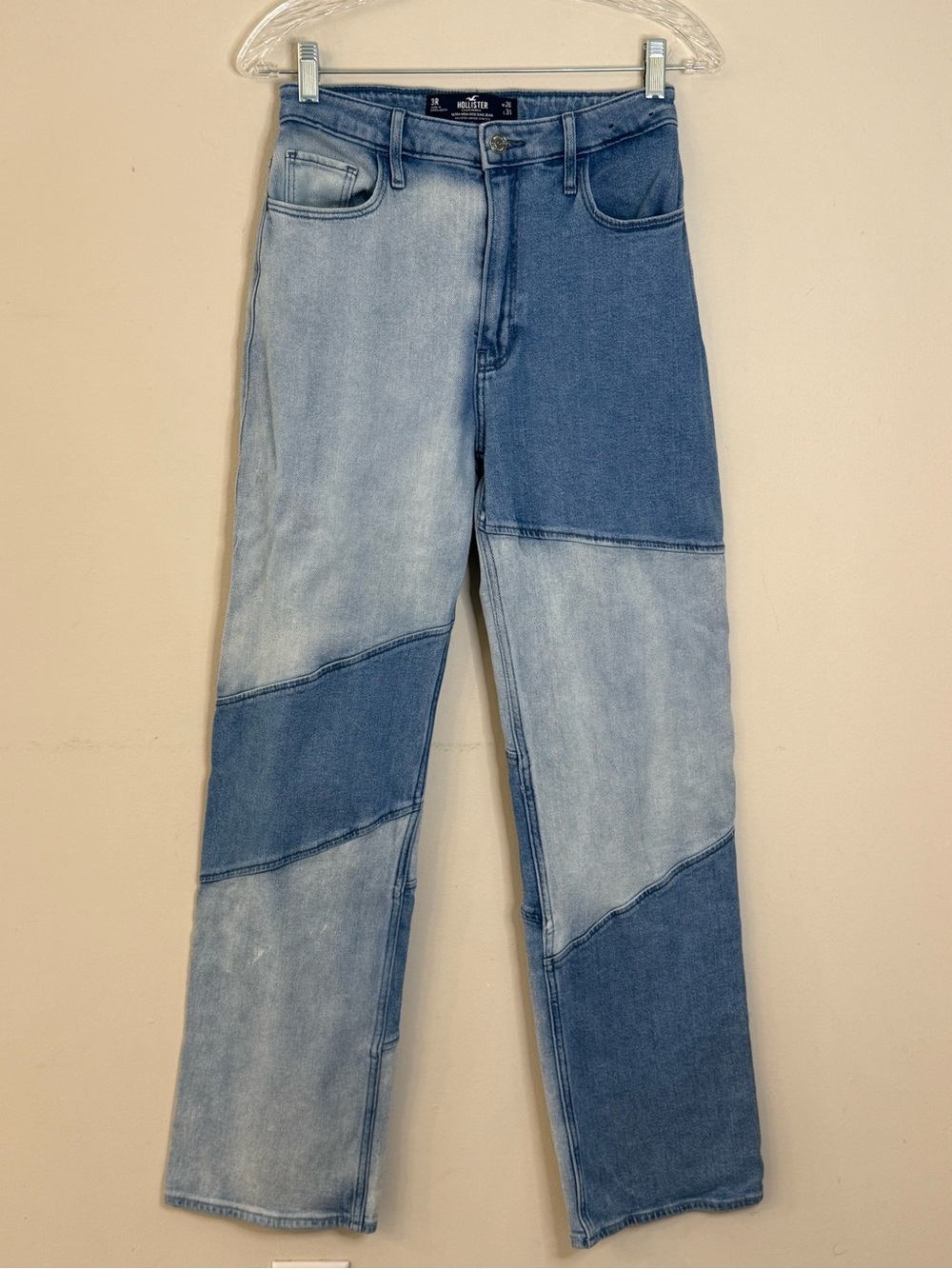 Hollister Ultra High Rise Dad Jean vintage stretch patchwork SZ 3R